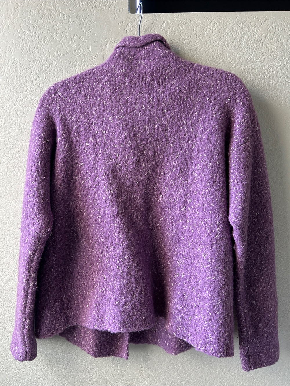 Eileen Fisher Lavender Bouclé Open-Front Cardigan Alpaca Wool Silk - Picture 6 of 6